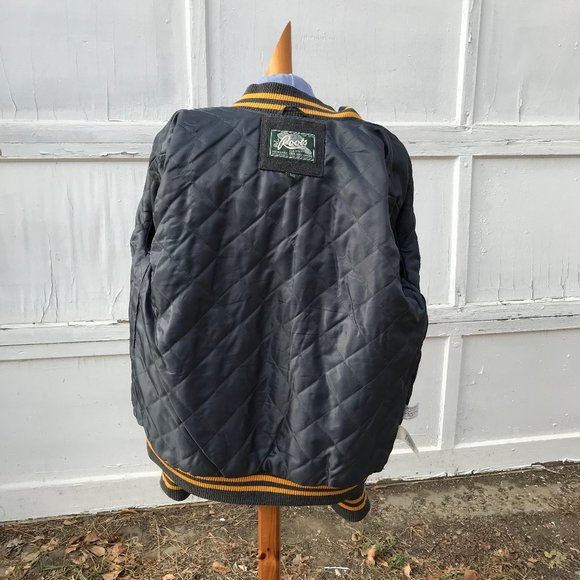 Roots 73 Grey Wool Blend Varsity Spellout Logo Jacket Vintage Embroidered Crest - Picture 10 of 14